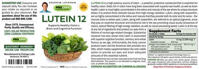 Lutein 12 label