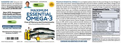 Maximum Essential Omega-3 label