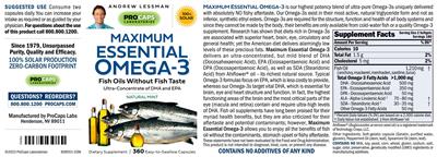 Maximum Essential Omega-3 Natural Mint label