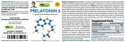 Melatonin 3 mg label