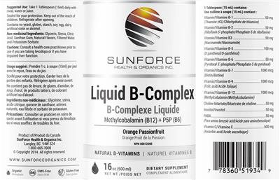 Liquid B-Complex Orange Passionfruit label