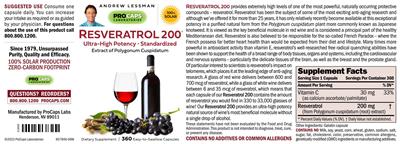Resveratrol 200 label