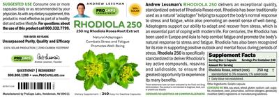 Rhodiola 250 label