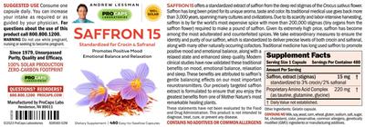 Saffron 15 label