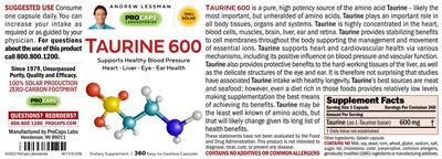 Taurine 600 label