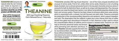 Theanine 200 mg label