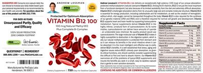Vitamin B12 100 label