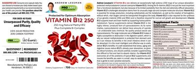 Vitamin B12 250 label