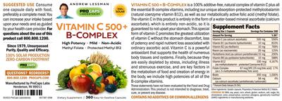 Vitamin C 500 + B-Complex label