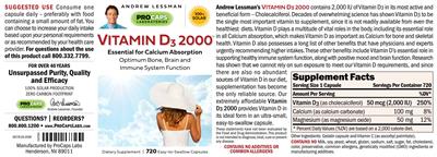 Vitamin D3 2000 label