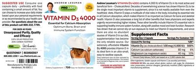 Vitamin D3 4000 label