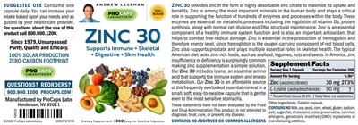 Zinc 30 label