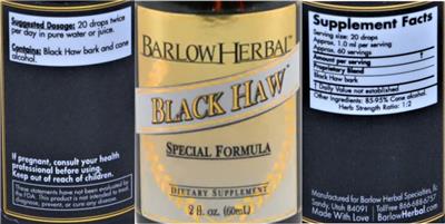 Black Haw Tincture label