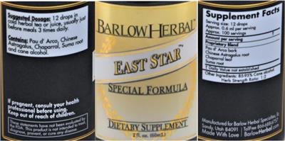 East Star Tincture label