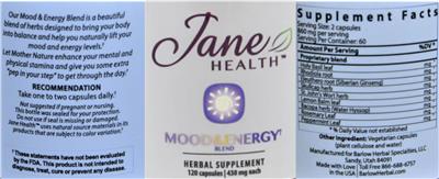 Mood & Energy Blend 430 mg label