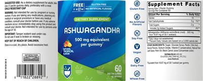 Ashwagandha Natural Tropical Flavor label