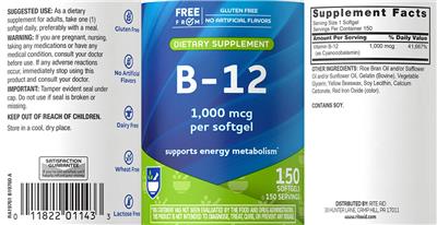 B-12 1,000 mcg label