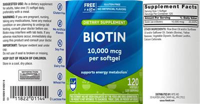 Biotin 10,000 mcg label