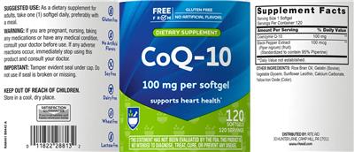 CoQ-10 100 mg label
