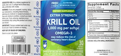 Extra Strength Krill Oil 1,000 mg label