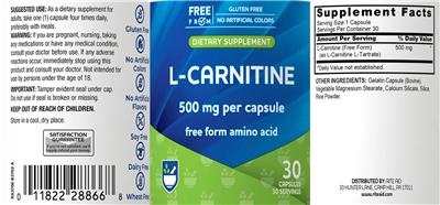 L-Carnitine 500 mg label