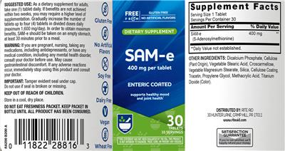 SAM-e 400 mg label