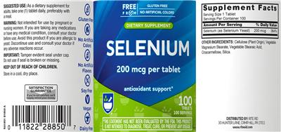 Selenium 200 mcg label