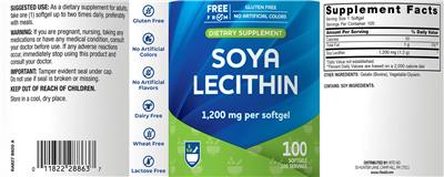 Soya Lecithin 1,200 mg label
