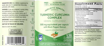 Turmeric Curcumin Complex 500 mg label