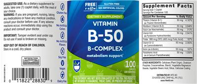 Vitamin B-50 B-Complex label
