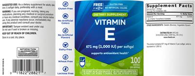 Vitamin E 671 mg (1,000 IU) label