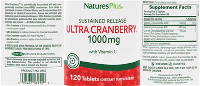 Ultra Cranberry 1000mg label
