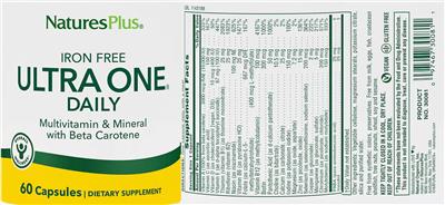 Ultra One Daily Iron Free label