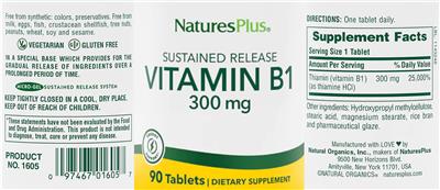 Sustained Release Vitamin B1 300 mg label