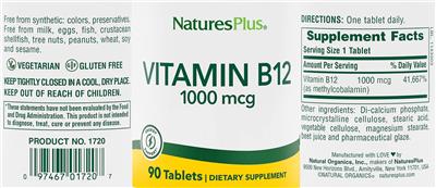 Vitamin B12 1000 mcg label