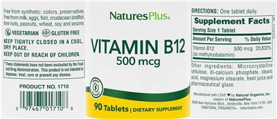Vitamin B12 500 mcg label