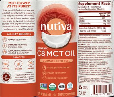 Organic C8 MCT Oil label