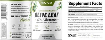 Olive Leaf 40% Oleuropein label