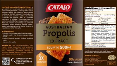 Australian Propolis Extract 500 mg label
