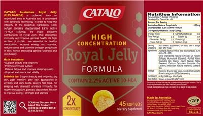 High Concentration Royal Jelly Formula (Contain 2.2% Active 10-DHA) label