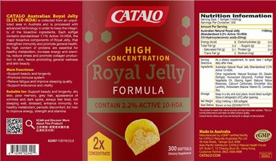 High Concentration Royal Jelly Formula (Contain 2.2% Active 10-HDA) label