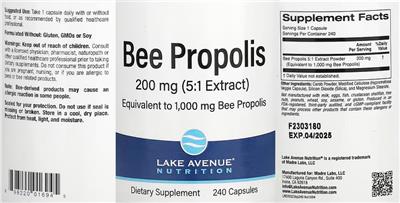 Bee Propolis 200 mg (5:1 extract) label
