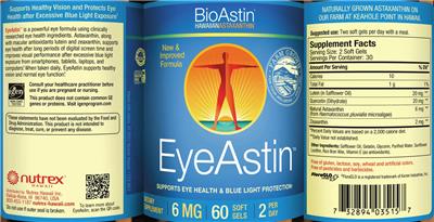 EyeAstin Hawaiian Astaxanthin 6 mg label