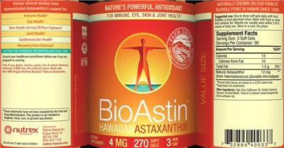 Hawaiian Astaxanthin 4 mg label