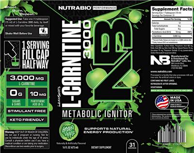 Leanshots L-Carnitine 3000 Green Apple label