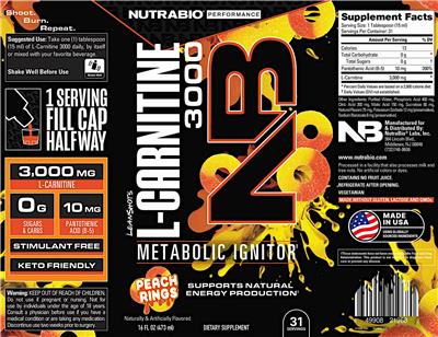 Leanshots L-Carnitine 3000 Peach Rings label