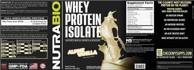 Whey Protein Isolate Alpine Vanilla label