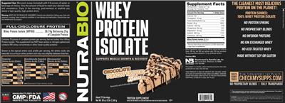 Whey Protein Isolate Chocolate Peanut Butter Bliss label