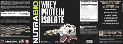 Whey Protein Isolate Ice Cream Cookie Dream label