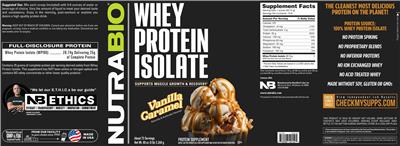 Whey Protein Isolate Vanilla Caramel label